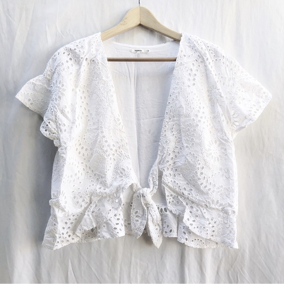 TULAROSA X REVOLVE | WINNIE WHITE EYELET BLOUSE XL - Picture 4 of 7